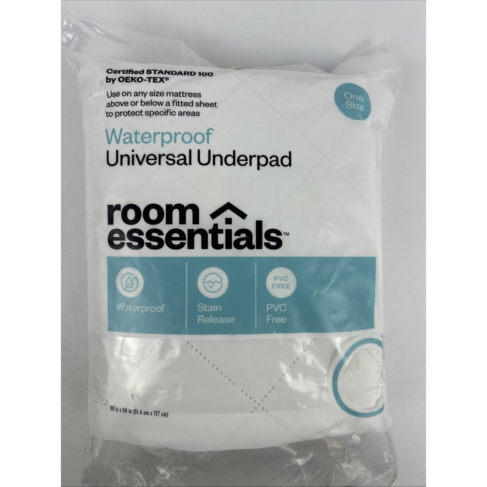 Room Essentials Universal Waterproof Mattress‎ Underpad One Size 50" x 36" New